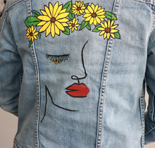 Load image into Gallery viewer, Sunflowers Denim Jacket
