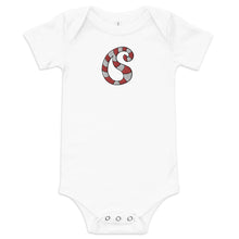 Load image into Gallery viewer, Baby Embroidered Candy Cane Paisley Onesie
