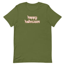 Load image into Gallery viewer, Happy Halloween Desi White Letters T-Shirt
