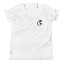 Load image into Gallery viewer, Youth Embroidered Candy Cane Paisley T-Shirt
